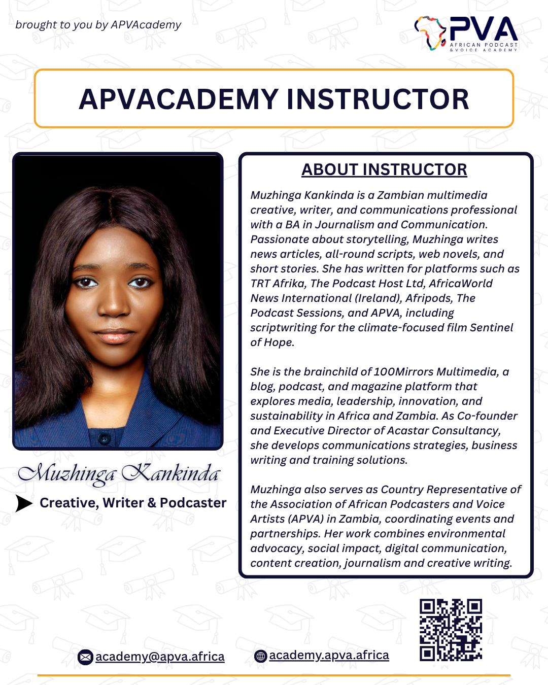 The African Podcast and Voice Academy Welcomes Muzhinga Kankinda as an Instructor